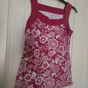 Woman's Small Croft & Barrow Floral Red Tank Top Sleeveless Cute